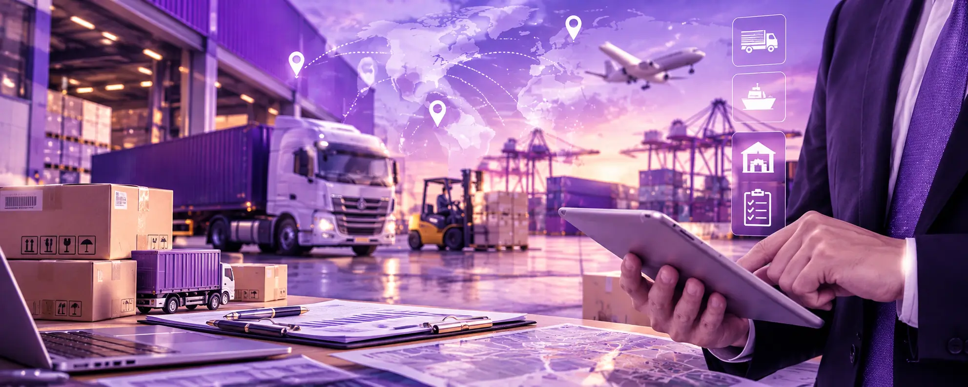 logist with vehicles park image